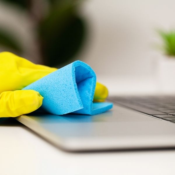 A laptop being clean